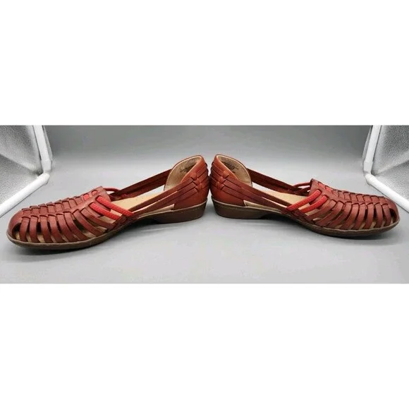 Footsmart Tejidas Women's Leather Sandals Brown Red 8M Closed Toe 90's Y2K - Picture 4 of 16
